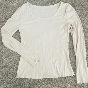 MIKAROSE: Elegant Cream Long Sleeve Top
